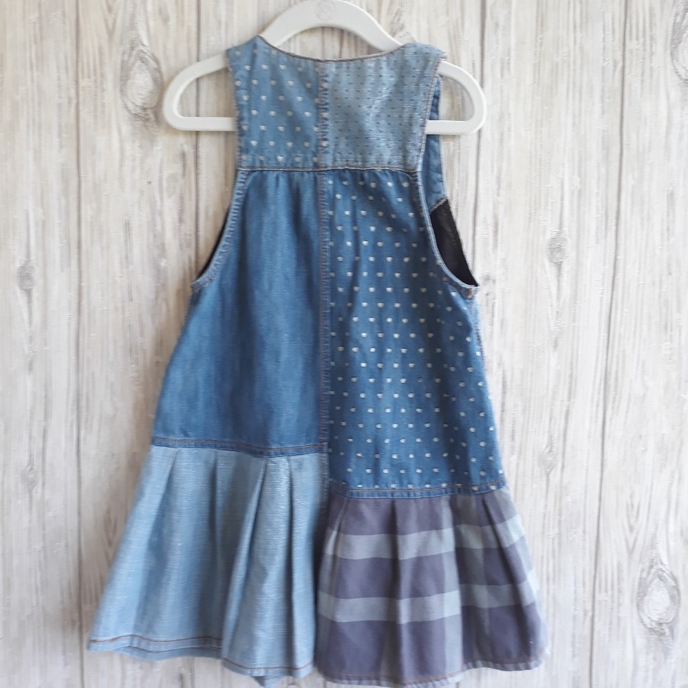 Next Jumper Patchwork Denim Dress 4-5 Years - Picture 3 of 7